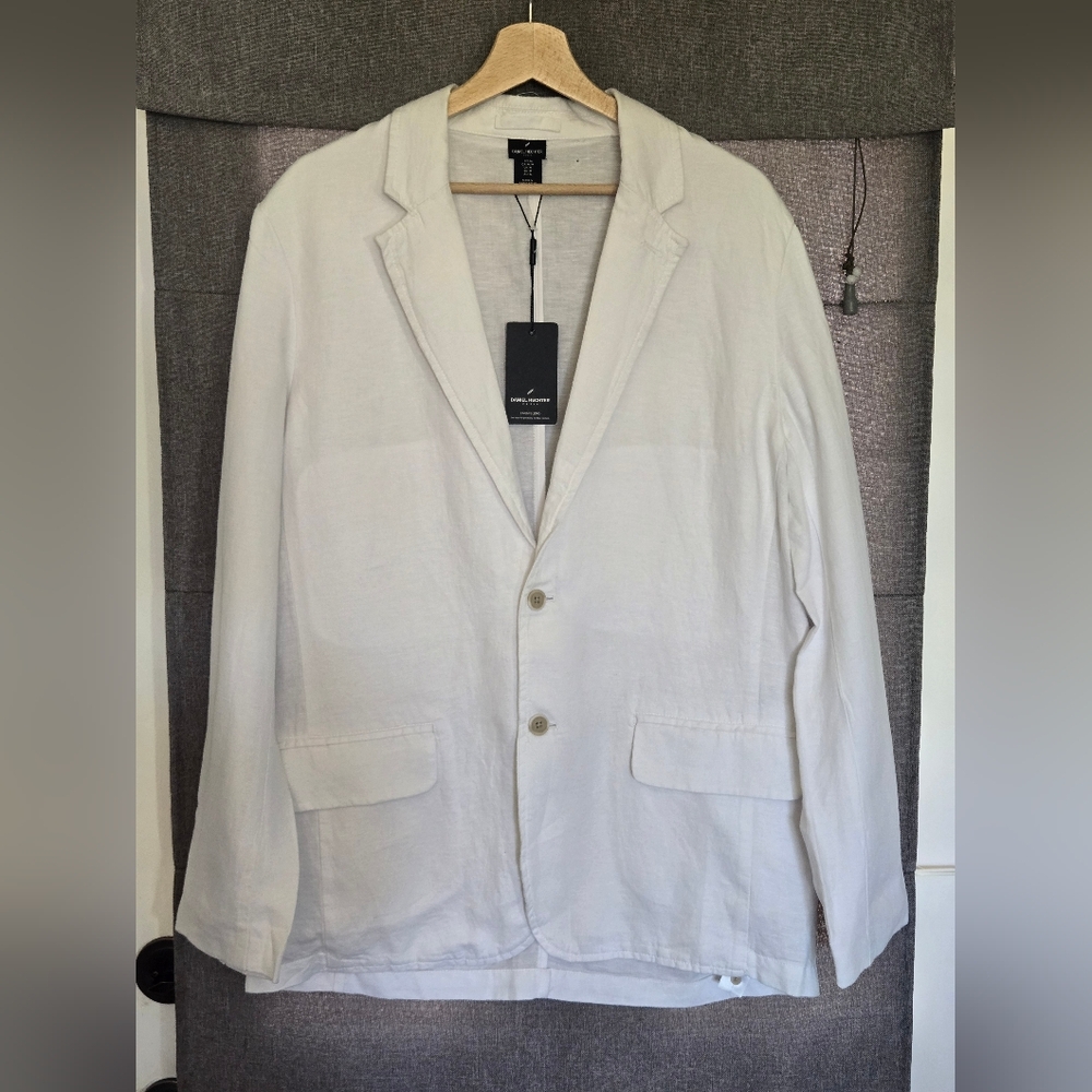 Daniel Hechter White Linen-Blend Blazer M